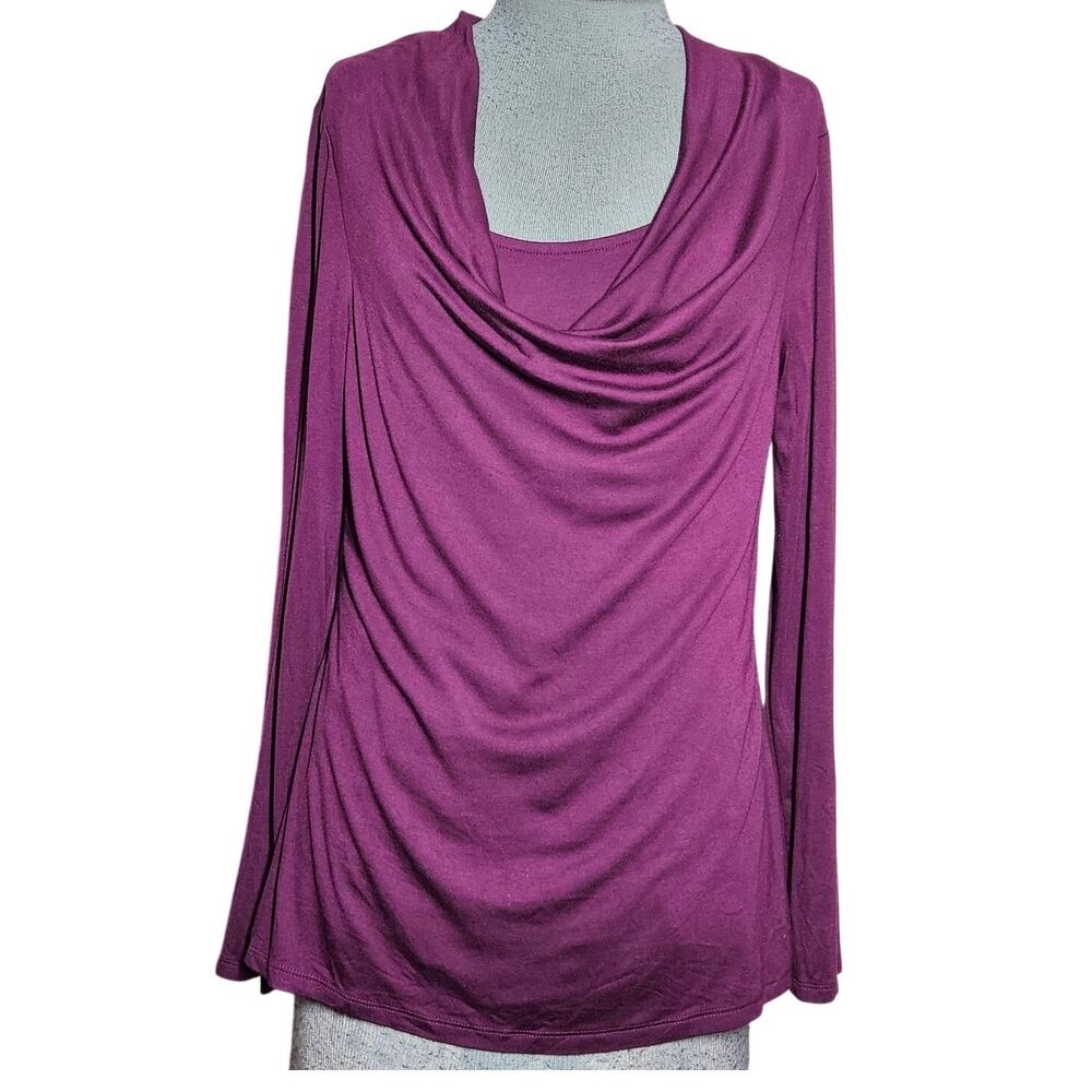 WHBM Purple Cowl Neck Blouse Size Medium